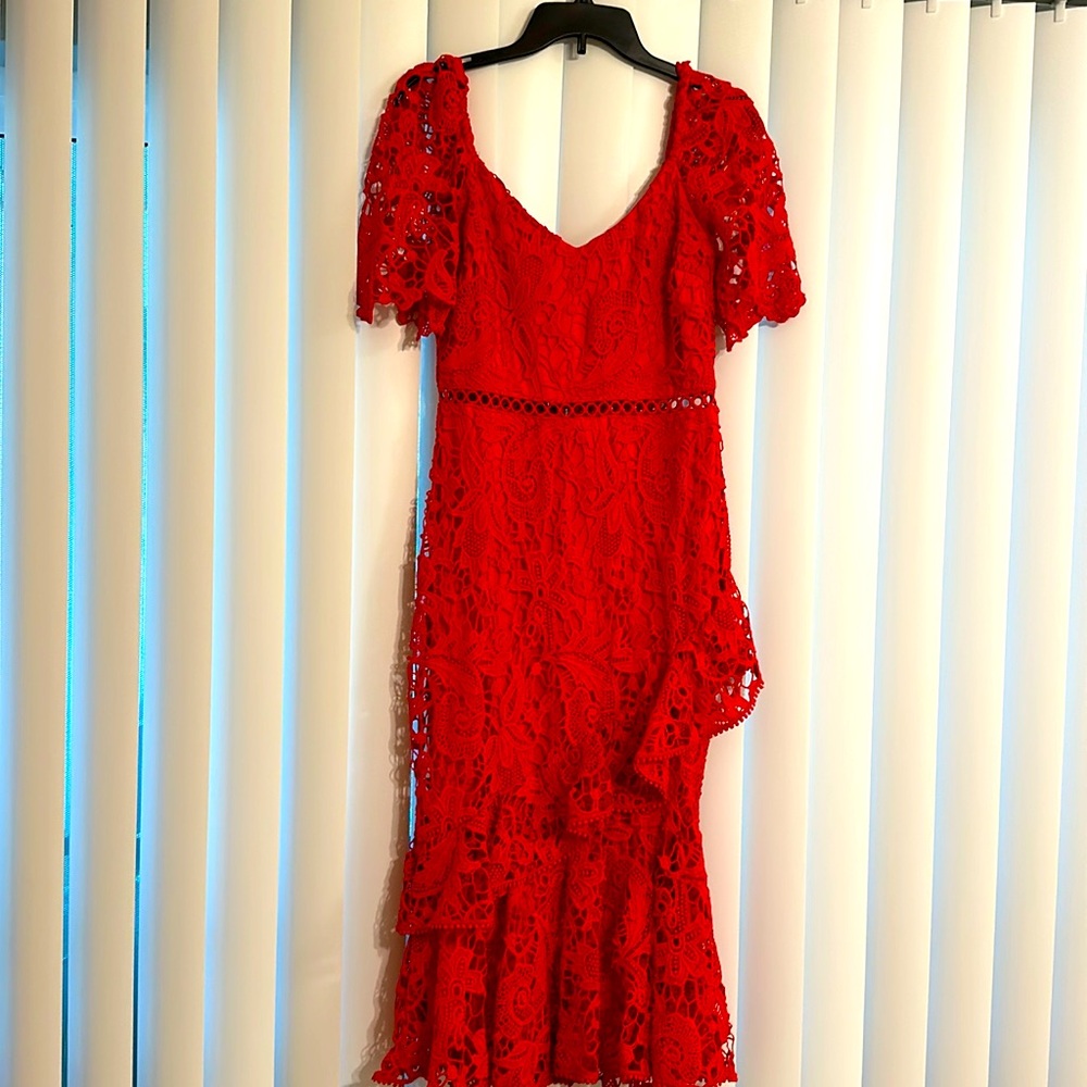 Red midi dress